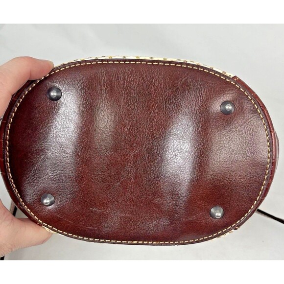 NWT MC Marc Chantal Shoulder Bag Brown Leather Trim Woven Straw Nickel Hardware - Picture 7 of 16